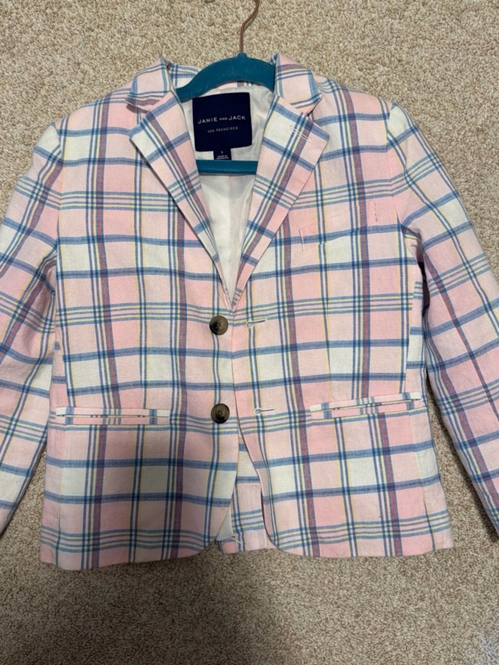Janie and Jack Pink and Blue Plaid Girls' Blazer
